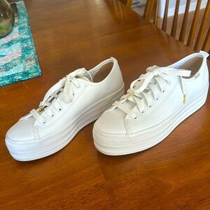 KEDS 7.5 PLATFORM SNEAKER - (White Leather Triple Up)